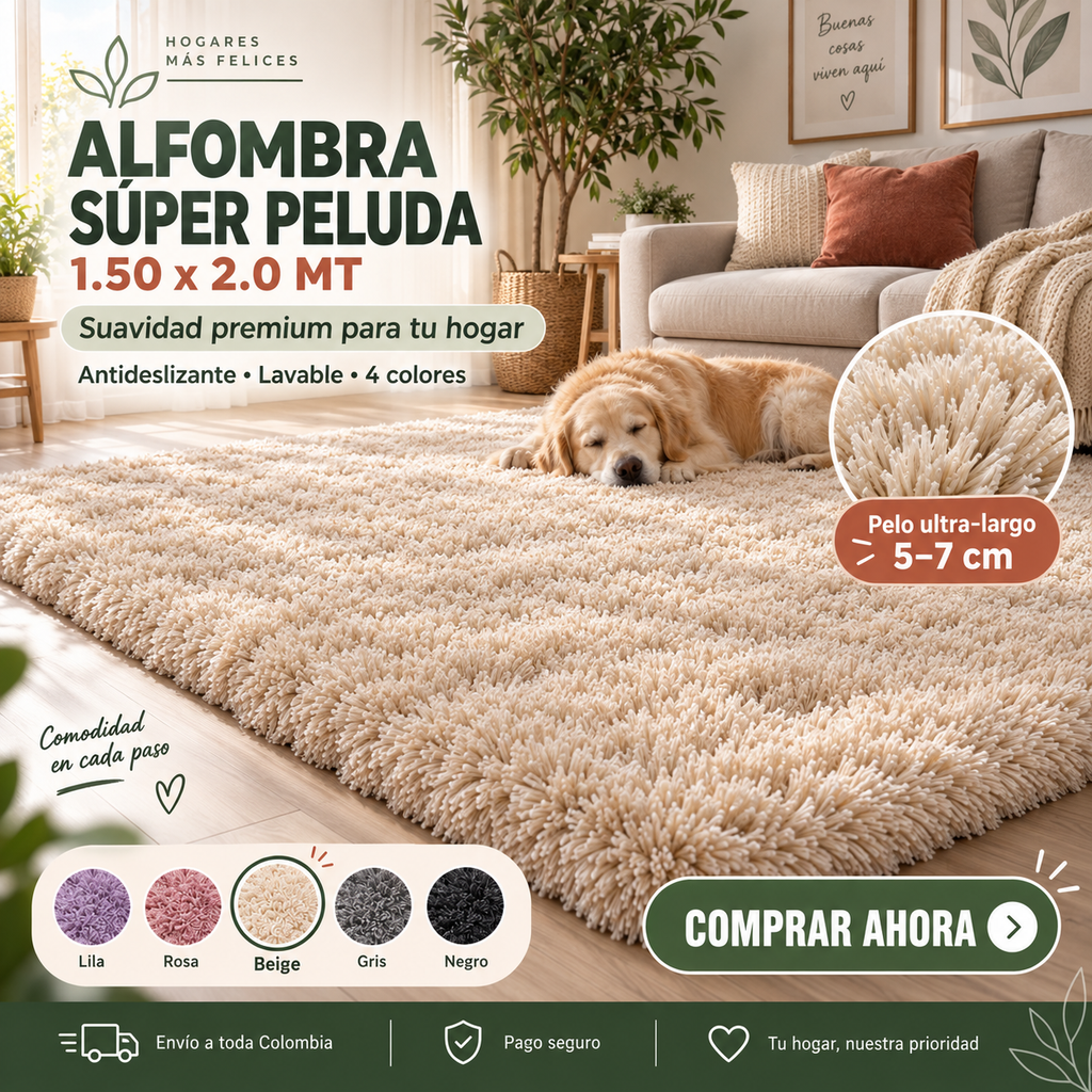 Tapete Peludo Alfombra 1.50x2.0mt